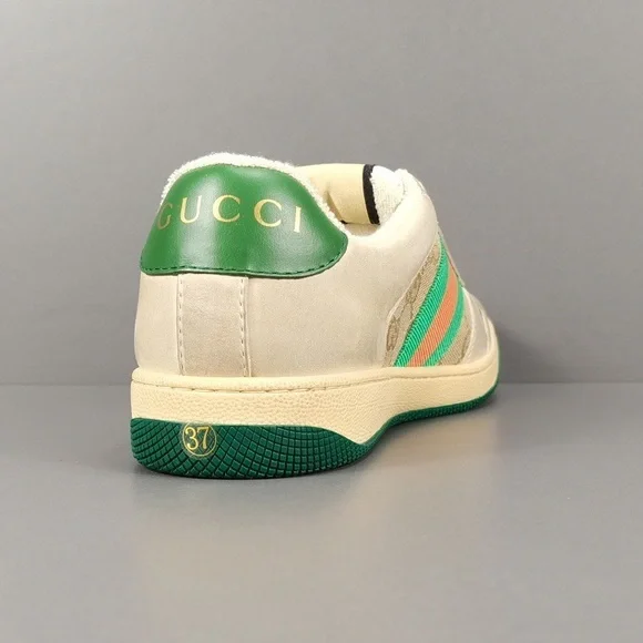 Gucci Beige and Green Stripe Sneakers